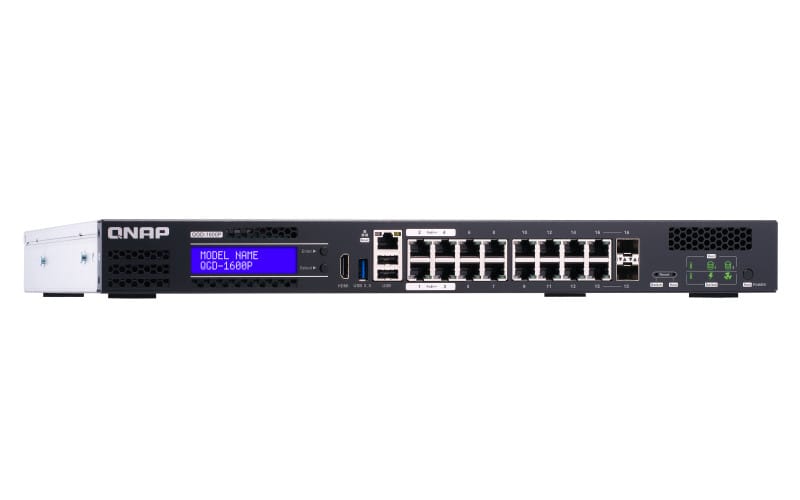 QNAP QGD-1600P Géré Gigabit Ethernet (10/100/1000) Connexion Ethernet, supportant l'alimentation via ce port (PoE) 1U Noir, — image 2