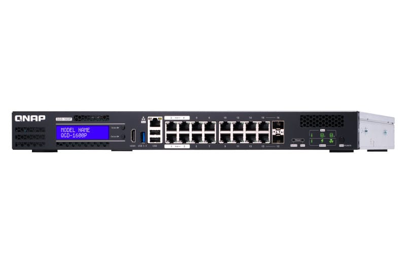 QNAP QGD-1600P Géré Gigabit Ethernet (10/100/1000) Connexion Ethernet, supportant l'alimentation via ce port (PoE) 1U Noir, — image 3