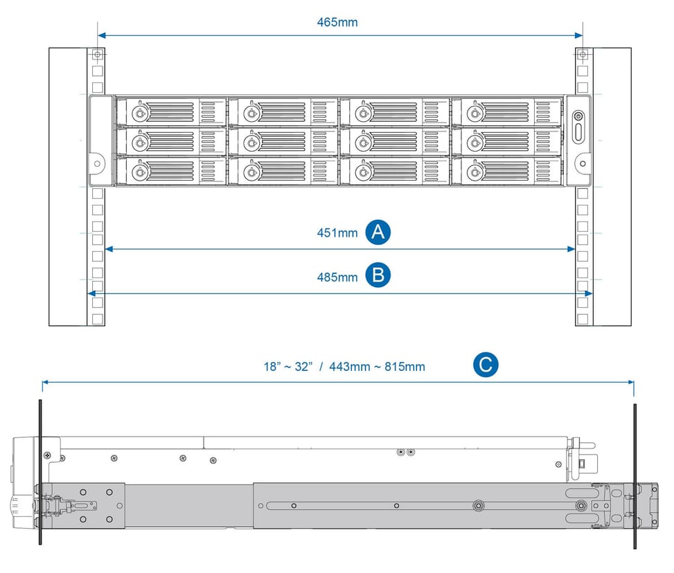 QNAP RAIL-B02 accessoire de racks Kit rail d’étagère (RAIL-B02) — image 2