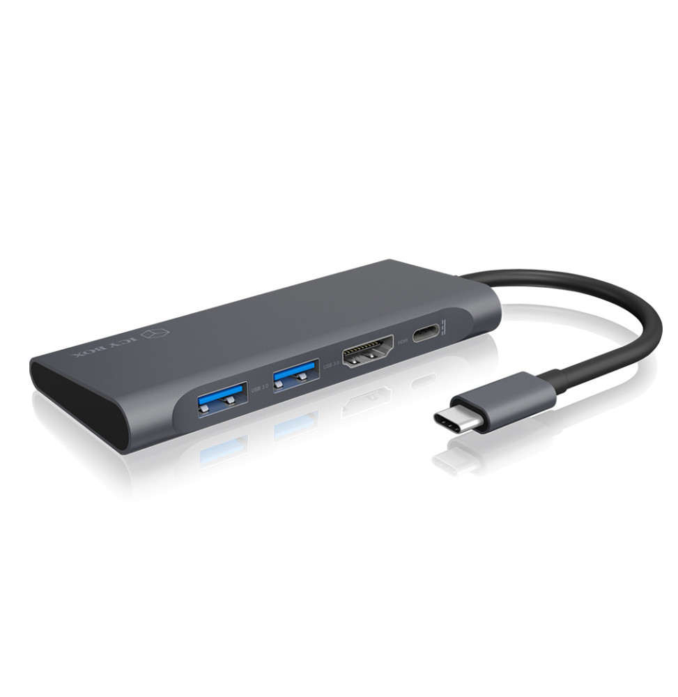 ICY BOX IB-DK4022-CPD Avec fil USB 3.2 Gen 1 (3.1 Gen 1) Type-C Anthracite, Noir (60455)