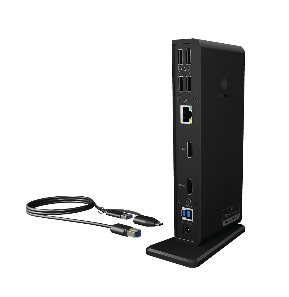 ICY BOX IB-DK2251AC Avec fil USB 3.2 Gen 2 (3.1 Gen 2) Type-A Noir (60638)