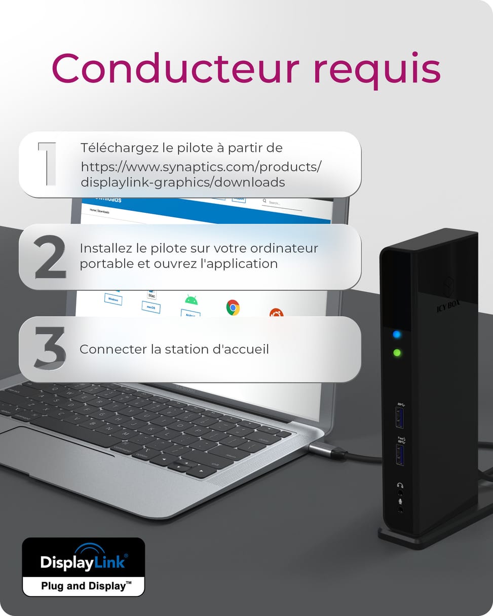 ICY BOX IB-DK2251AC Avec fil USB 3.2 Gen 2 (3.1 Gen 2) Type-A Noir (60638) — image 2