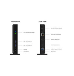 ICY BOX IB-DK2251AC Avec fil USB 3.2 Gen 2 (3.1 Gen 2) Type-A Noir (60638)