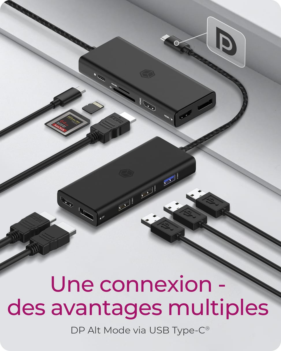 ICY BOX IB-DK4011-CPD Avec fil USB 3.2 Gen 1 (3.1 Gen 1) Type-C Noir (60999) — image 2