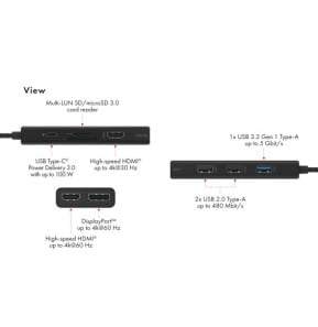 ICY BOX IB-DK4011-CPD Avec fil USB 3.2 Gen 1 (3.1 Gen 1) Type-C Noir (60999)
