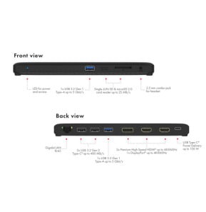 ICY BOX IB-DK2116-C Station d'accueil USB 3.2 Gen 2 (3.1 Gen 2) Type-C Noir (61005)