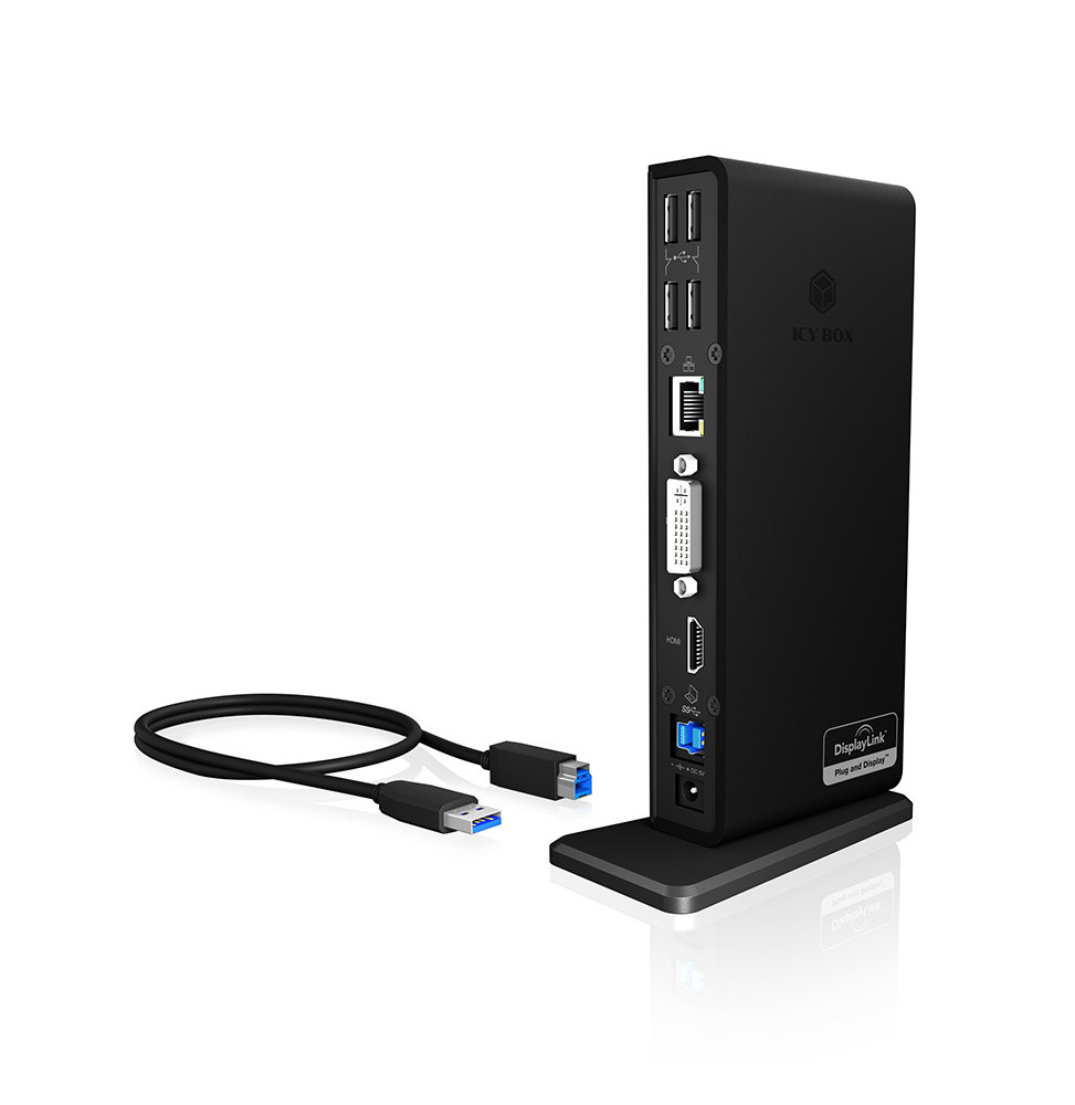 ICY BOX IB-DK2241AC Avec fil USB 3.2 Gen 1 (3.1 Gen 1) Type-A Noir (20850)
