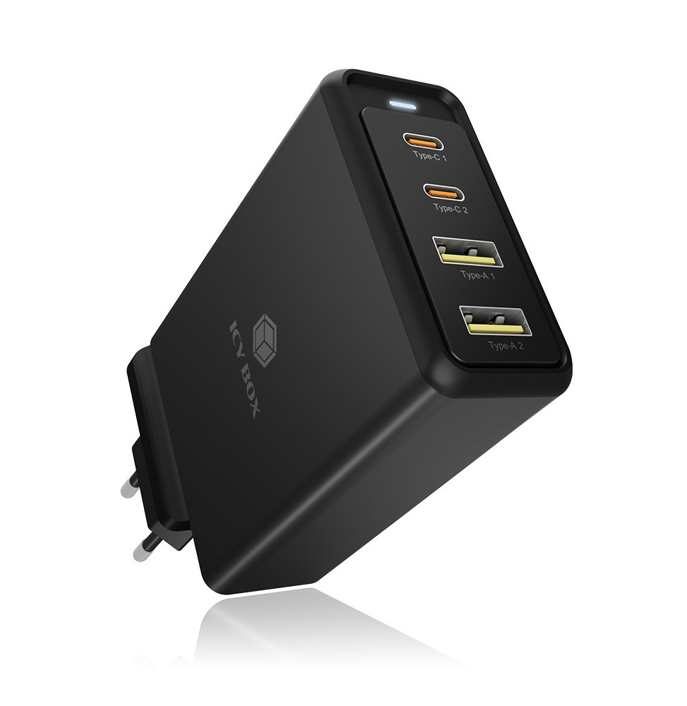 ICY BOX IB-PS104-PD Ordinateur portable, Smartphone, Tablette Noir Secteur Charge rapide Intérieure (60942)