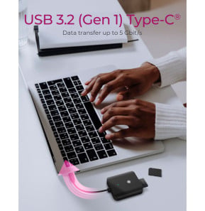 ICY BOX IB-CR403-C3 lecteur de carte mémoire USB 3.2 Gen 1 (3.1 Gen 1) Type-C Noir (60862)