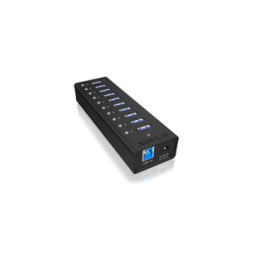 ICY BOX IB-AC6110 USB 3.2 Gen 1 (3.1 Gen 1) Type-B 5000 Mbit/s Noir USB 3.0, 10 x USB A, 100-240V to 12V/4A, 5 Gbit/s  (70419)