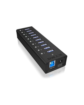 ICY BOX IB-AC6110 USB 3.2 Gen 1 (3.1 Gen 1) Type-B 5000 Mbit/s Noir USB 3.0, 10 x USB A, 100-240V to 12V/4A, 5 Gbit/s (70419)