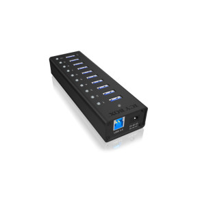 ICY BOX IB-AC6110 USB 3.2 Gen 1 (3.1 Gen 1) Type-B 5000 Mbit/s Noir USB 3.0, 10 x USB A, 100-240V to 12V/4A, 5 Gbit/s  (70419)