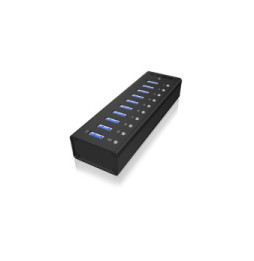 ICY BOX IB-AC6110 USB 3.2 Gen 1 (3.1 Gen 1) Type-B 5000 Mbit/s Noir USB 3.0, 10 x USB A, 100-240V to 12V/4A, 5 Gbit/s  (70419)