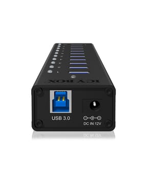 ICY BOX IB-AC6110 USB 3.2 Gen 1 (3.1 Gen 1) Type-B 5000 Mbit/s Noir USB 3.0, 10 x USB A, 100-240V to 12V/4A, 5 Gbit/s (70419) — image 3