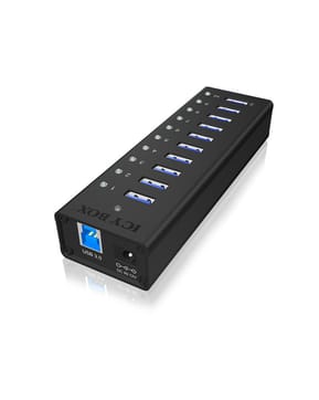 ICY BOX IB-AC6110 USB 3.2 Gen 1 (3.1 Gen 1) Type-B 5000 Mbit/s Noir USB 3.0, 10 x USB A, 100-240V to 12V/4A, 5 Gbit/s (70419) — image 4