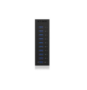 ICY BOX IB-AC6110 USB 3.2 Gen 1 (3.1 Gen 1) Type-B 5000 Mbit/s Noir USB 3.0, 10 x USB A, 100-240V to 12V/4A, 5 Gbit/s  (70419)