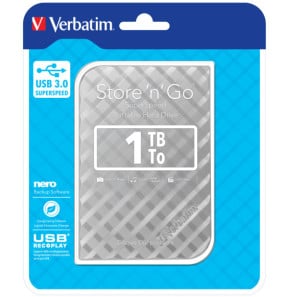 Verbatim Disque dur portable USB Store 'n' Go 3.0, 1 To, Argenté (53197)