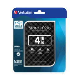 Verbatim Disque dur portable USB Store 'n' Go 3.0, 4 To, noir Disque dur portable USB Store 'n' Go 3.0, 4 To, noir  (53223)