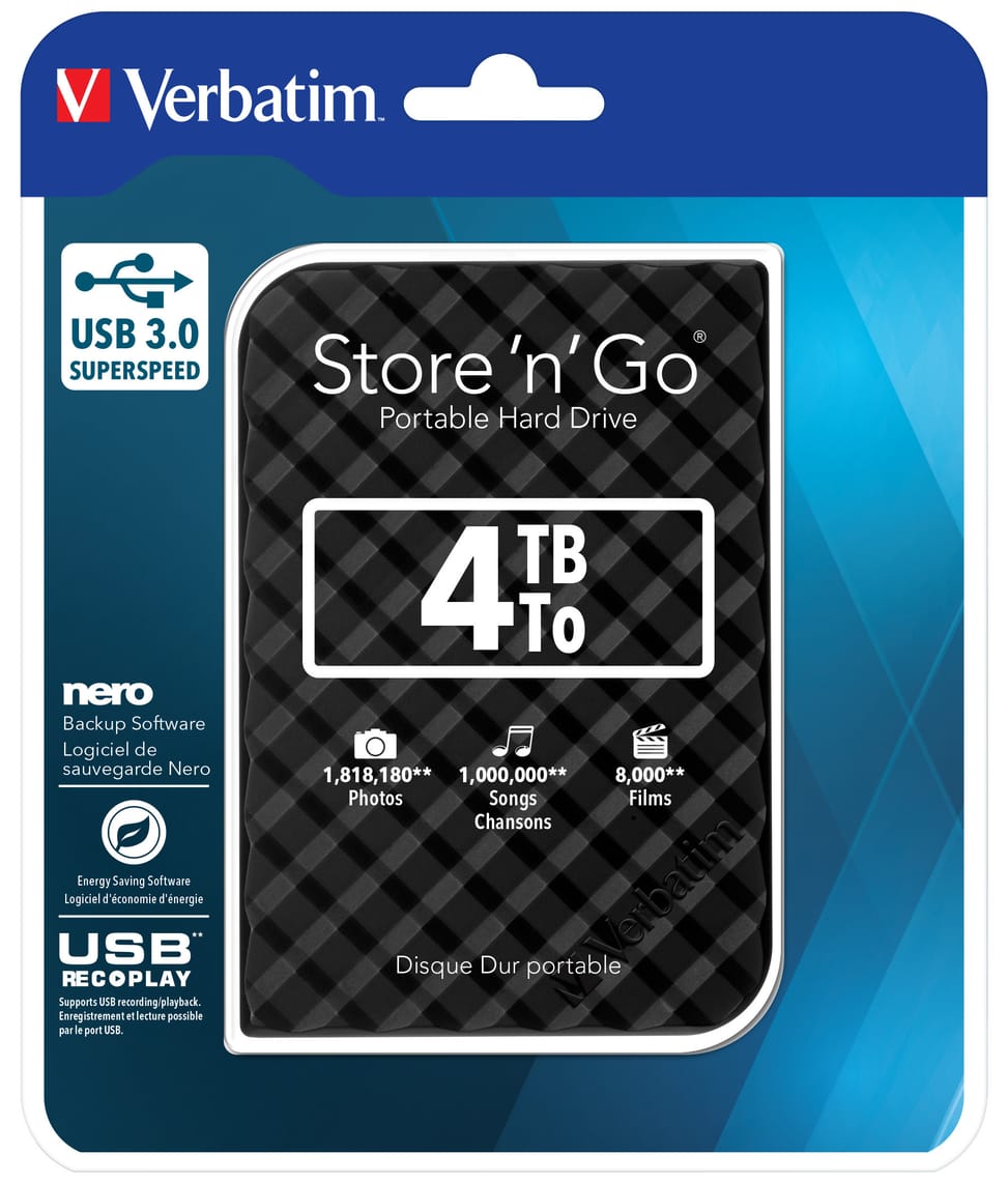 Verbatim Disque dur portable USB Store 'n' Go 3.0, 4 To, noir Disque dur portable USB Store 'n' Go 3.0, 4 To, noir  (53223) — image 4