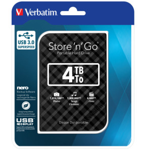 Verbatim Disque dur portable USB Store 'n' Go 3.0, 4 To, noir Disque dur portable USB Store 'n' Go 3.0, 4 To, noir  (53223)