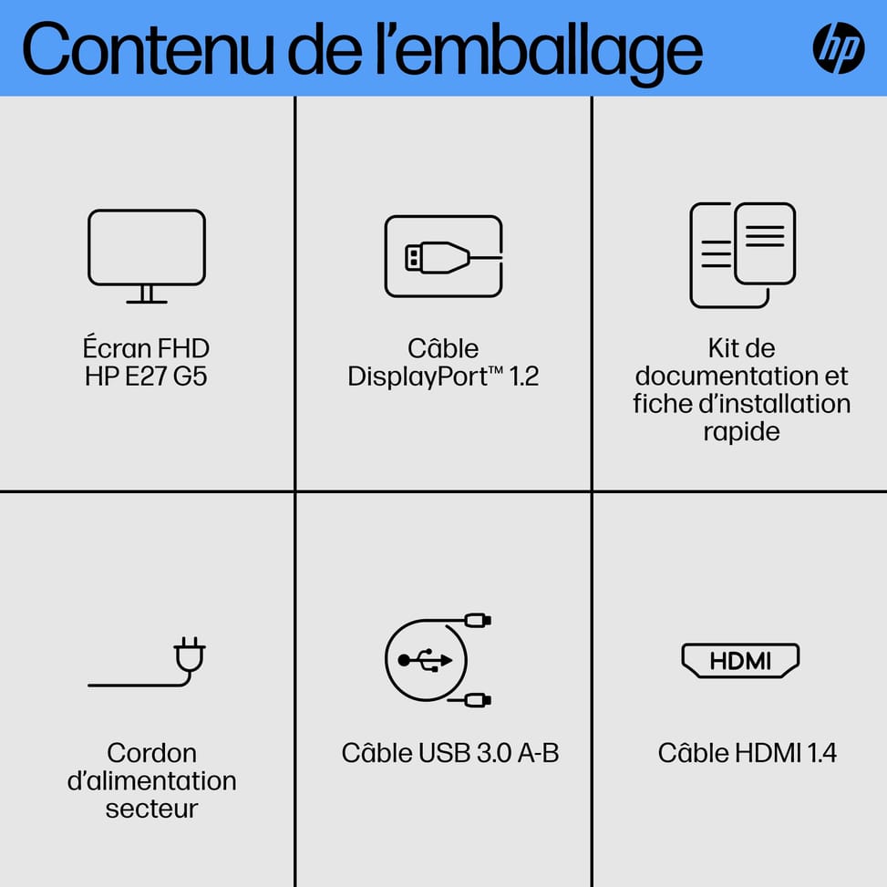 HP E27 G5 écran plat de PC 68,6 cm (27") 1920 x 1080 pixels Full HD LED Noir Écran FHD E27 G5 HP  (6N4E2AA) — image 6