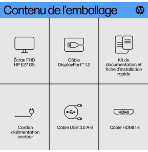 HP E27 G5 écran plat de PC 68,6 cm (27") 1920 x 1080 pixels Full HD LED Noir Écran FHD E27 G5 HP  (6N4E2AA)