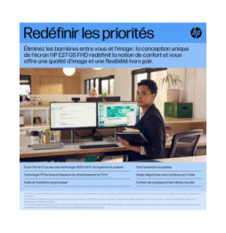 HP E27 G5 écran plat de PC 68,6 cm (27") 1920 x 1080 pixels Full HD LED Noir Écran FHD E27 G5 HP  (6N4E2AA)