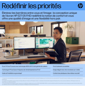 HP E27 G5 écran plat de PC 68,6 cm (27") 1920 x 1080 pixels Full HD LED Noir Écran FHD E27 G5 HP  (6N4E2AA)