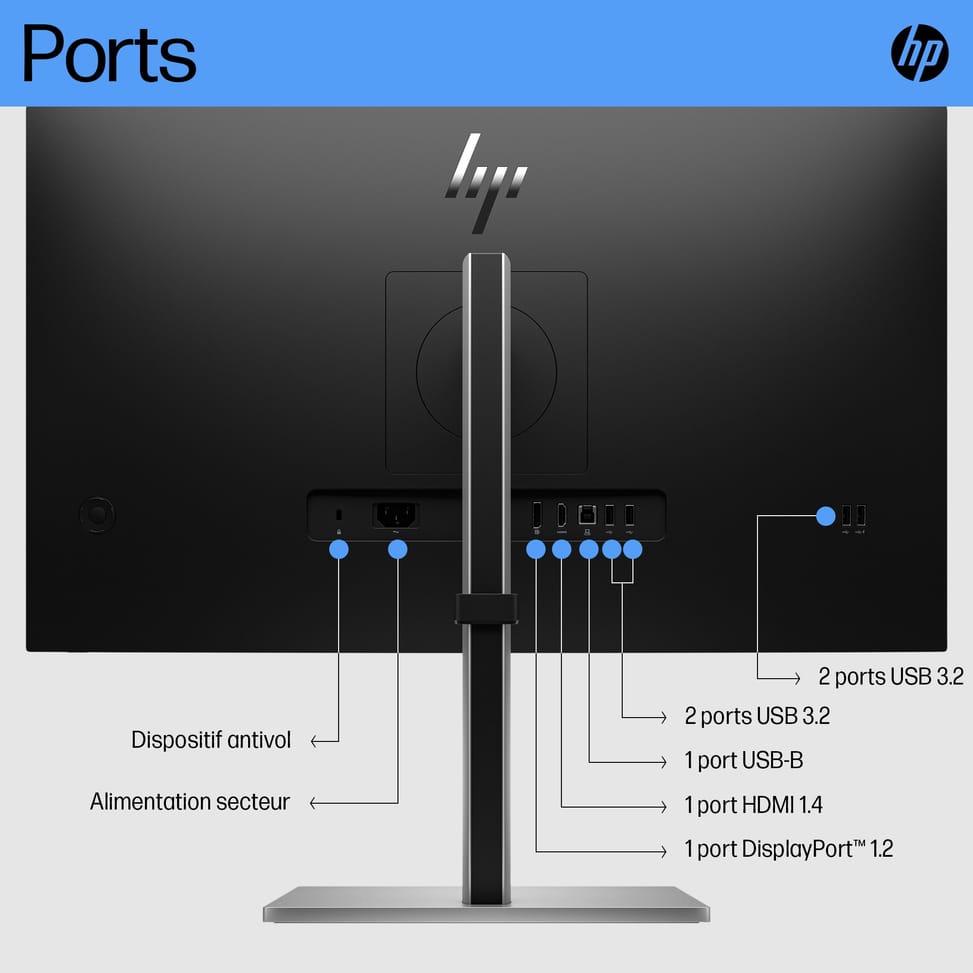 HP E27 G5 écran plat de PC 68,6 cm (27") 1920 x 1080 pixels Full HD LED Noir Écran FHD E27 G5 HP  (6N4E2AA) — image 9