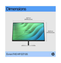 HP E27 G5 écran plat de PC 68,6 cm (27") 1920 x 1080 pixels Full HD LED Noir Écran FHD E27 G5 HP  (6N4E2AA)