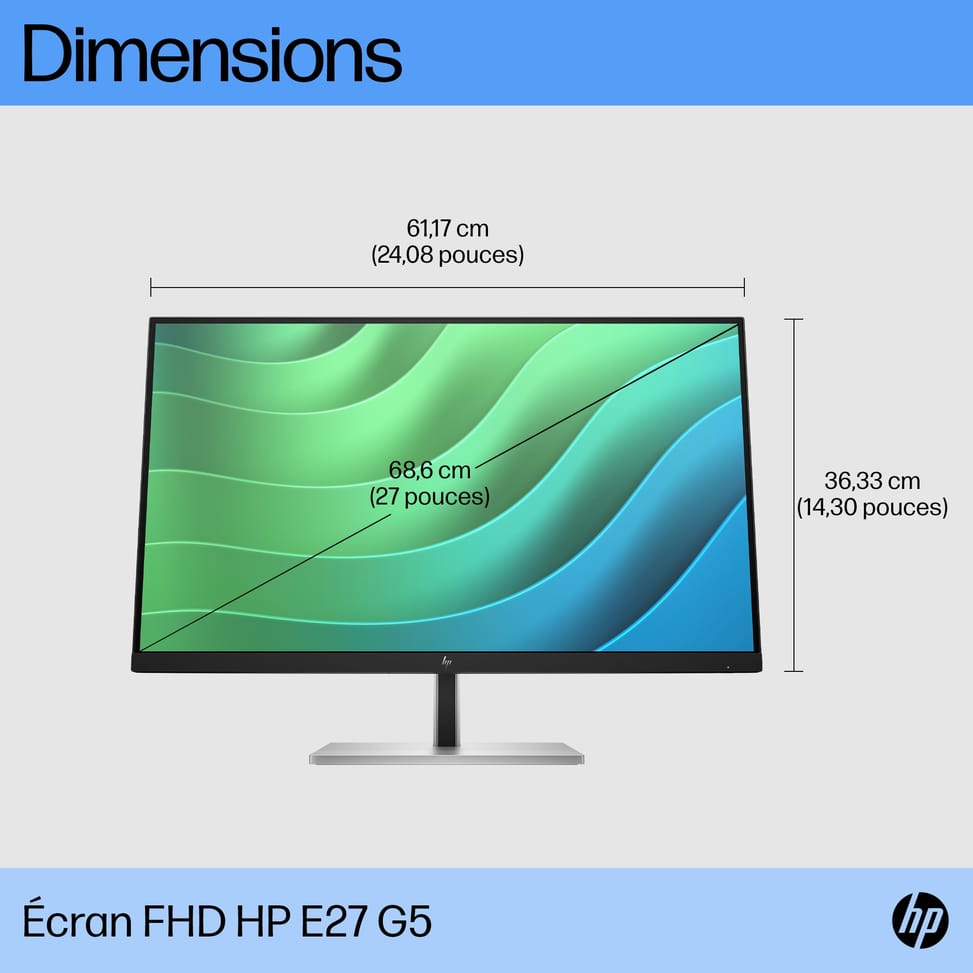 HP E27 G5 écran plat de PC 68,6 cm (27") 1920 x 1080 pixels Full HD LED Noir Écran FHD E27 G5 HP  (6N4E2AA) — image 11