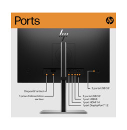 HP E-Series E24 G5 écran plat de PC 60,5 cm (23.8") 1920 x 1080 pixels Full HD LED Argent, Noir (6N6E9AA)