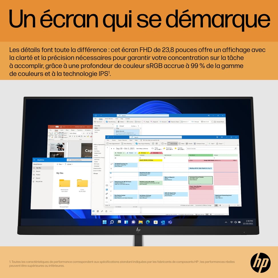 HP E-Series E24 G5 écran plat de PC 60,5 cm (23.8") 1920 x 1080 pixels Full HD LED Argent, Noir (6N6E9AA) — image 7
