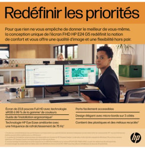 HP E-Series E24 G5 écran plat de PC 60,5 cm (23.8") 1920 x 1080 pixels Full HD LED Argent, Noir (6N6E9AA)