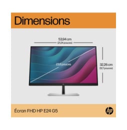 HP E-Series E24 G5 écran plat de PC 60,5 cm (23.8") 1920 x 1080 pixels Full HD LED Argent, Noir (6N6E9AA)