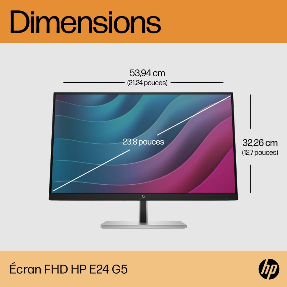 HP E-Series E24 G5 écran plat de PC 60,5 cm (23.8") 1920 x 1080 pixels Full HD LED Argent, Noir (6N6E9AA) — image 9