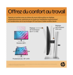 HP E-Series E24 G5 écran plat de PC 60,5 cm (23.8") 1920 x 1080 pixels Full HD LED Argent, Noir (6N6E9AA)