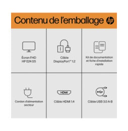 HP E-Series E24 G5 écran plat de PC 60,5 cm (23.8") 1920 x 1080 pixels Full HD LED Argent, Noir (6N6E9AA)