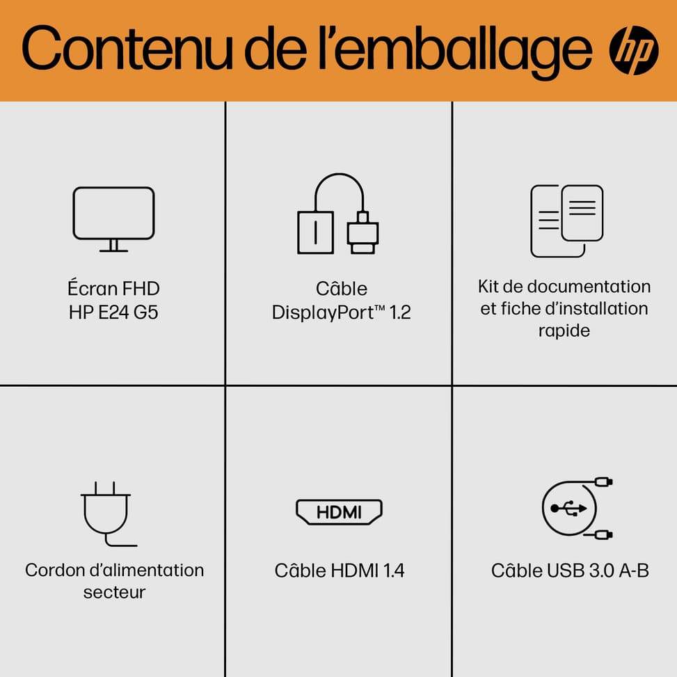 HP E-Series E24 G5 écran plat de PC 60,5 cm (23.8") 1920 x 1080 pixels Full HD LED Argent, Noir (6N6E9AA) — image 12