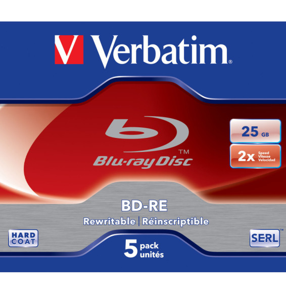 Verbatim 43615 disque vierge Blu-Ray BD-RE 25 Go 5 pièce(s) BD-RE SL 25GB 2x 5 Pack Jewel Case (43615)