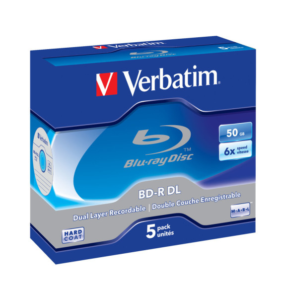 Verbatim 43748 disque vierge Blu-Ray BD-R 50 Go 5 pièce(s) BD-R DL 50GB 6x 5 Pack Jewel Case (43748)