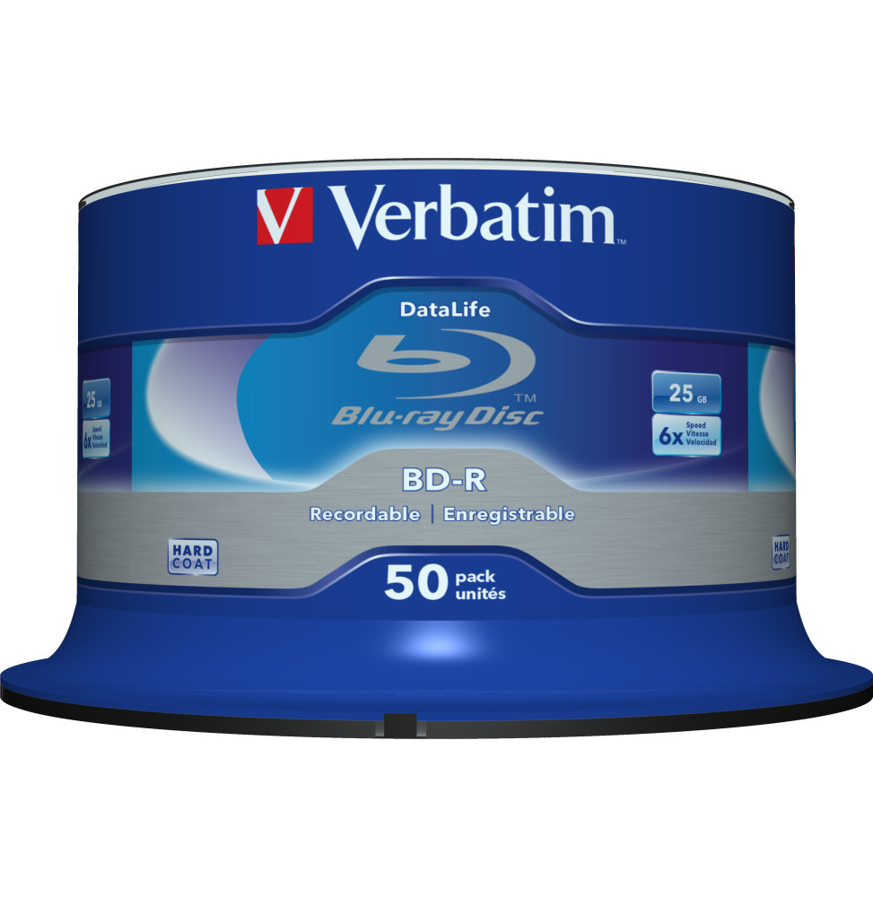 Verbatim Datalife 6x BD-R 25 Go 50 pièce(s) BD-R SL Datalife 25GB 6x 50 Pack Spindle  (43838)