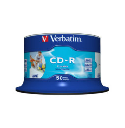 Verbatim CD-R AZO Wide Inkjet Printable no ID 700 Mo 50 pièce(s) CD-R AZO Wide Inkjet Printable - no ID, 700MB, 52x  (43438)