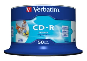 Verbatim CD-R AZO Wide Inkjet Printable no ID 700 Mo 50 pièce(s) CD-R AZO Wide Inkjet Printable - no ID, 700MB, 52x  (43438)