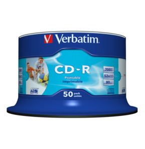 Verbatim CD-R AZO Wide Inkjet Printable no ID 700 Mo 50 pièce(s) CD-R AZO Wide Inkjet Printable - no ID, 700MB, 52x  (43438)