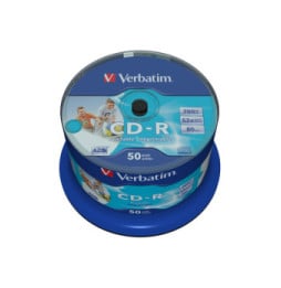 Verbatim CD-R AZO Wide Inkjet Printable no ID 700 Mo 50 pièce(s) CD-R AZO Wide Inkjet Printable - no ID, 700MB, 52x  (43438)