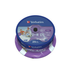 Verbatim 43667 DVD vierge 8,5 Go DVD+R DL 25 pièce(s) DVD+R Double Layer Inkjet Printable 8x, 25pcs  (43667)