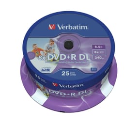 Verbatim 43667 DVD vierge 8,5 Go DVD+R DL 25 pièce(s) DVD+R Double Layer Inkjet Printable 8x, 25pcs (43667)