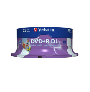Verbatim 43667 DVD vierge 8,5 Go DVD+R DL 25 pièce(s) DVD+R Double Layer Inkjet Printable 8x, 25pcs  (43667)