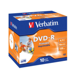 Verbatim 43521 DVD vierge 4,7 Go DVD-R 10 pièce(s) DVD-R Wide Inkjet Printable ID Brand, 16x  (43521)